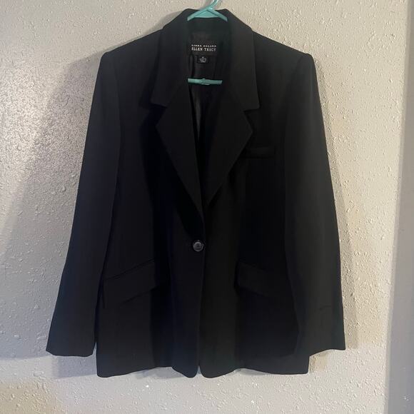 Vintage Linda Allard Ellen Tracy Women's Blazer Black Sz 10 100% Wool Office - Picture 1 of 11